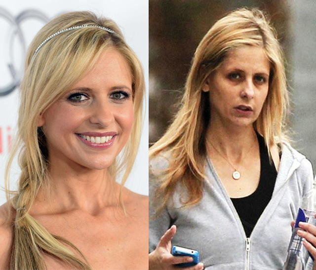 Sarah Michelle Gellar senza fondotinta ne gloss ricorda quei demoni a cui da la caccia l'ater ego Buffy.