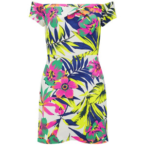  LOVE Women's Tropical Print Scuba Cold Shoulder Dress €25.39 su thehut.com 