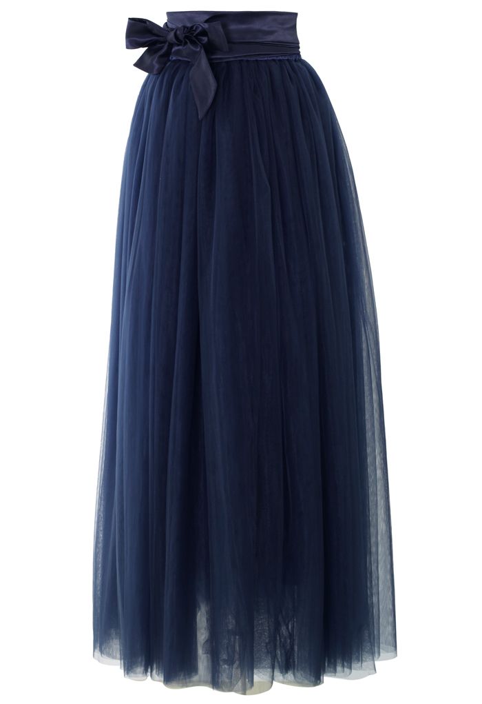 Amore Maxi Tulle Prom Skirt in Navy €43.97 su chicwish.com