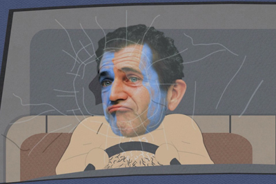 Mel Gibson  maniaco al volante insegue Cartman e soci (8ª stagione)