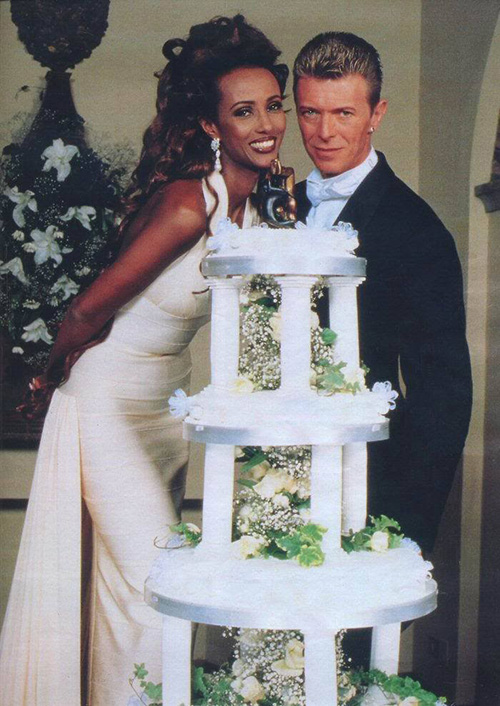 David Bowie e la top model Iman a Firenze nel 1992.