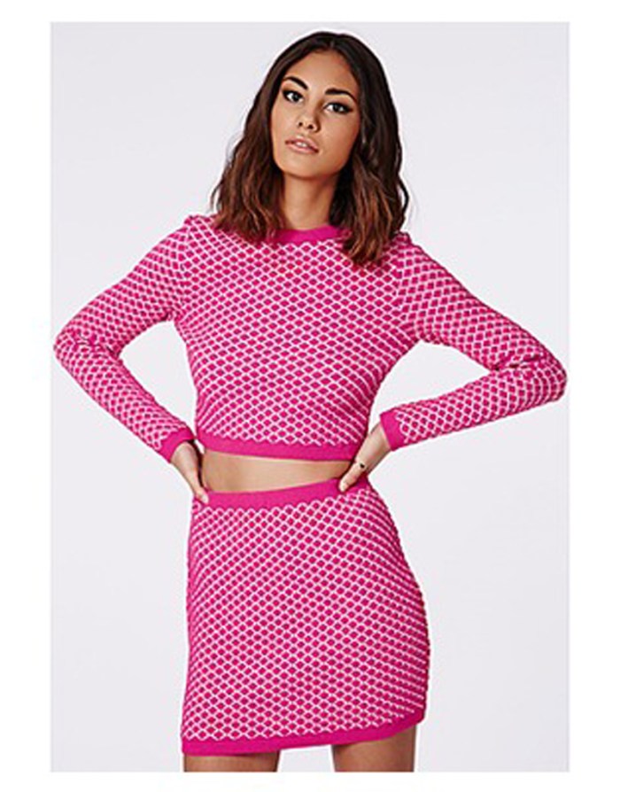 Maci Textured Knit Mini Skirt Pink  $28.48 su missguidedus.com