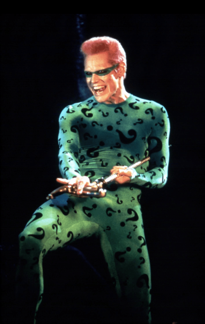 Il question-green-bodysuit calzato dall’Enigmista in Batman Forever (1995)